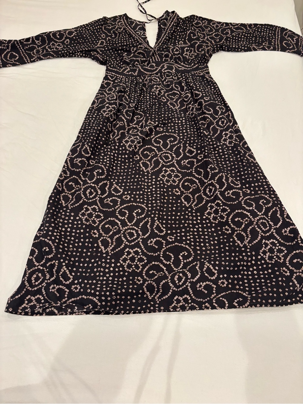XiRENA Black Dress with Cream Floral Dot Print